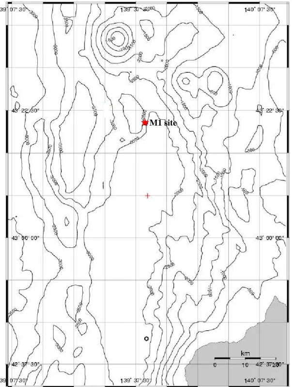 Fig. 3. Map of the sampling site at the northeastern Japan Sea. M1 site indicates the diving point (Dive 960; 43°20.24 N, 139°39.85 E, 2960 m depth).