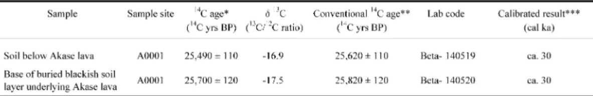 Table . . Results of AMS +. C age determinations for buried soils.