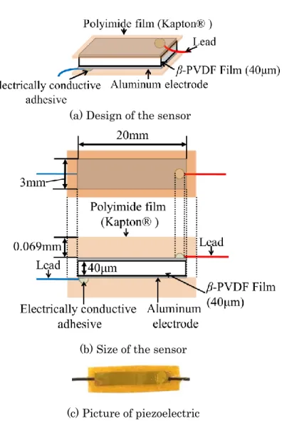 Fig. 2-2  Schematic drawing of the signal transducer sensor with piezoelectric polymer． 