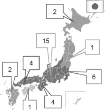 図 5.1  調査した厨房の地域と数 図 5.2  日 本 に お け る 一 般 的 な 業 務 厨 房 の イ メ ー ジ 図 第 3 章では、実際に運用している 10 ヶ所の業務用電化厨房を対象として、調理機器の消費電力の測定結果 に基づいて、調理機器単位や厨房全体などの設計負荷率の算定方法を検討し、算定例を示した。主な調査・ 分析結果を以下にまとめ、厨房機器の設計負荷率を図 5.3 に示す。 1)  設計負荷率を算定する際の平均化時間は 5 分間が妥当であると考えられる。 2)  設計負荷率の算定対