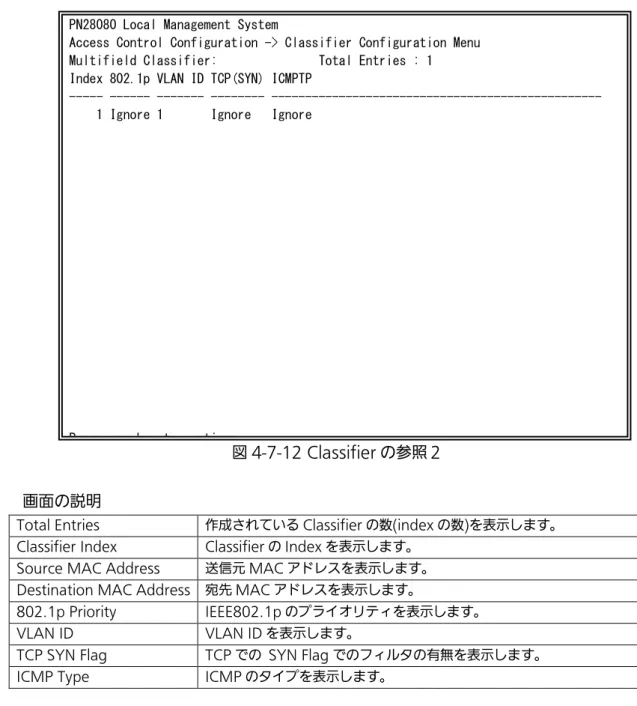 図 4-7-12 Classifier の参照２  画面の説明 