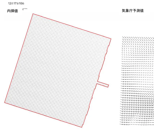 図 5.4-7(3)  風速ベクトル分布（12 月 17 日 10 時） 