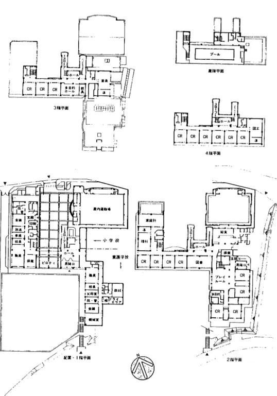 図 11  横浜市立東俣野養護学校の配置図 (『 横浜市の学校建築 Hど 1988よ り )