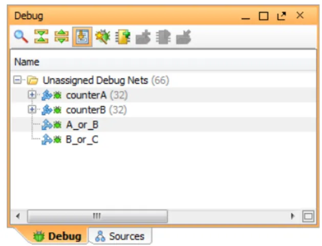 図 4-1 : [Debug] ビ ュ ーの [Unassigned Debug Nets] フ ォルダー