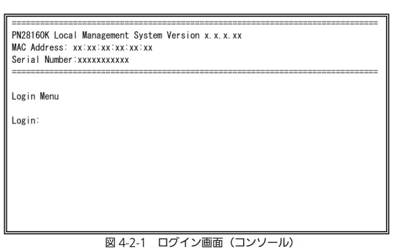 図 4-2-1  ログイン画面（コンソール） 