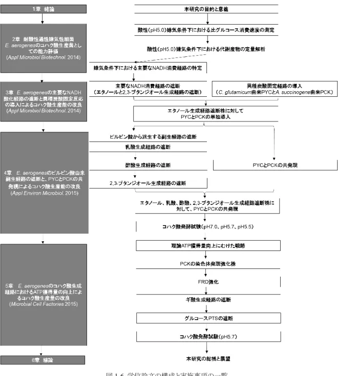 図 1-6  学位論文の構成と実施事項の一覧 