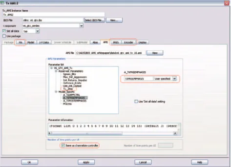 図 6 に示される AMI タブには、 IBIS ［ Reserved_Parameters ］ヘッダの下にこのモデルで