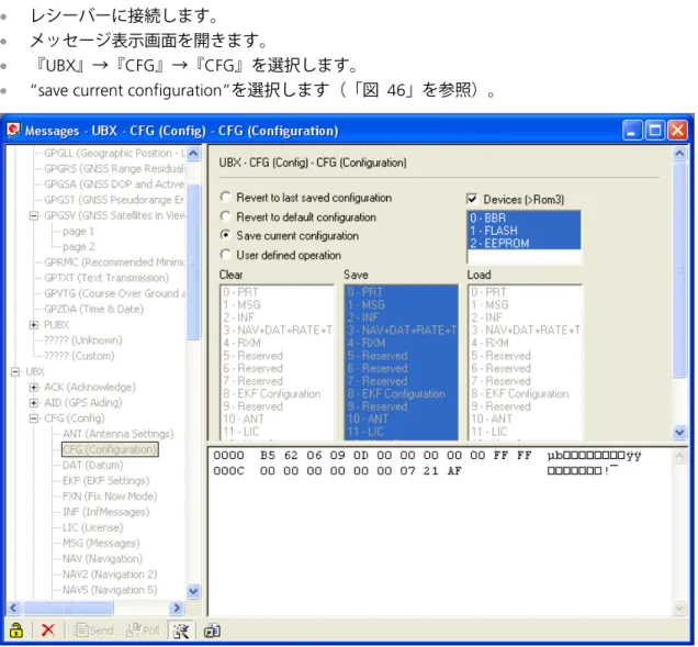 図  46  パラメーターの保存（『UBX』→『CFG』→『CFG』） 