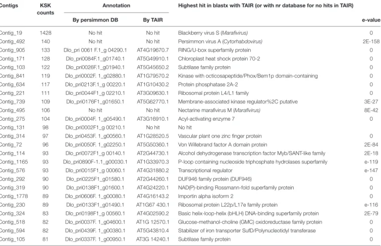 TABLE 1 | List of the genes including cv. Kumemaru-specific k-mers (KSK) with >80 KSK.