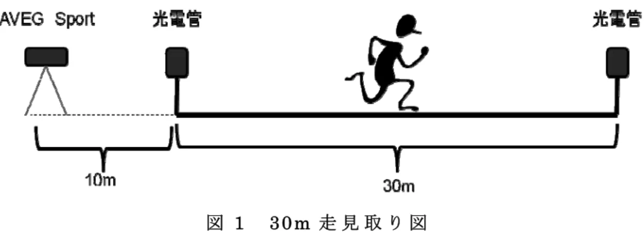 図 1  30m 走 見 取 り 図  