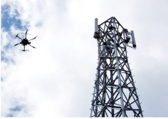 図 1 ドローンによる携帯電話基地局点検 無人航空機型基地無人航空機型基地無人航空機型基地無人航空機型基地局局局局(ドローン基地局ドローン基地局ドローン基地局ドローン基地局)ににに におけるエネルギー源の開発とその応用おけるエネルギー源の開発とその応用おけるエネルギー源の開発とその応用おけるエネルギー源の開発とその応用代表研究者安  昌俊千葉大学大学院 工学研究院  教授1 はじめに無人飛行機市場は 2025 年までに市場規模が 8 兆円を超えると試算されており、今後、多くの企業がこの分野に進出することが予