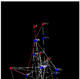 図 7  AS 番号の表示  （a） 全階層等間隔配置      （b）5 階層目に注目した階層間隔の変更  図 8  階層間隔の不均等化  5 適用実験    P2P ネットワークにピア間の経路上における AS 間のクライアント・カスタマ関係のログデー タを可視化した結果を図 7 示す．ネットワークグラフとして，Swarm を構成するピア間の IP ネッ トワークが可視化されている．ここでは，Tier1 の 3 つのノードに注目した．(a)アメリカ大陸に ある UUNET，(b)ヨーロッパにあるドイツテレ