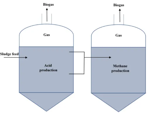 Figure 2.5: Two-stage anaerobic digester (Based on results by Gerardi, 2003 [35]) Start-up phase