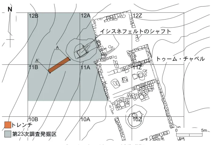 図 5　イシスネフェルトのシャフト周辺の発掘区