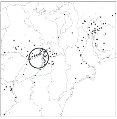図 10  「着拒」 （着信拒否）の地図（関西圏・女性） 