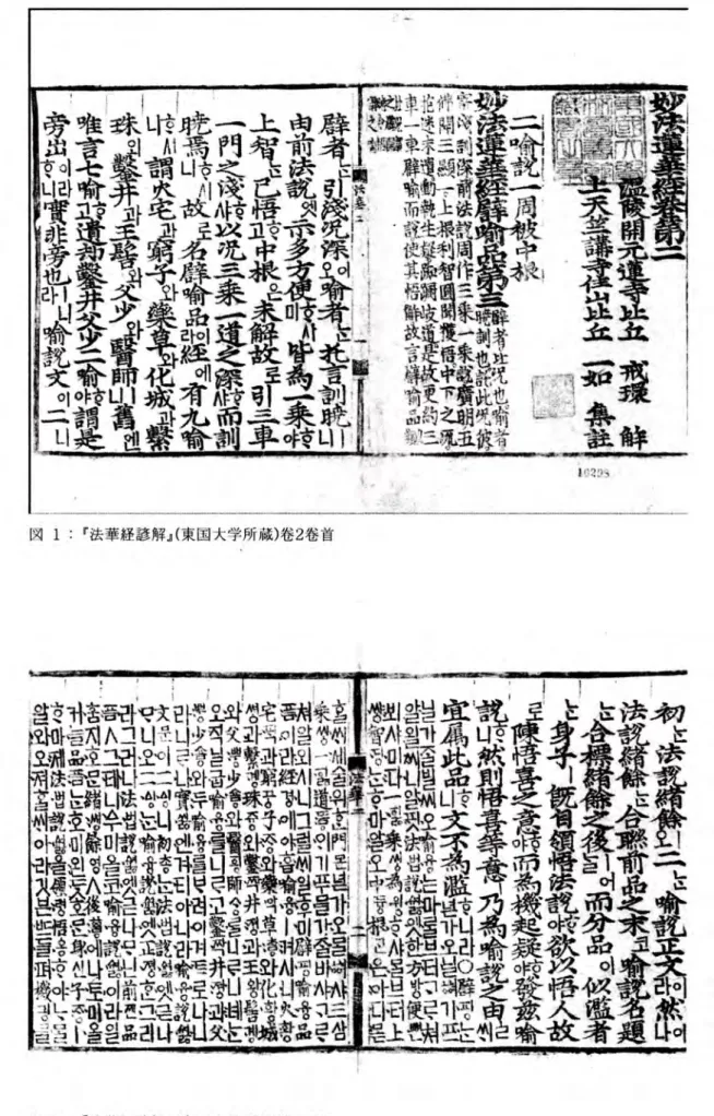 図 2:  r 法華経諺解.JI ( 東 国大学所蔵〉 巷 2 張 2