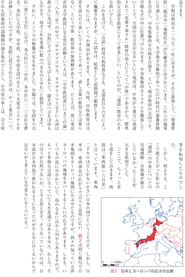 図 2  日本とヨーロッパの広さの比較