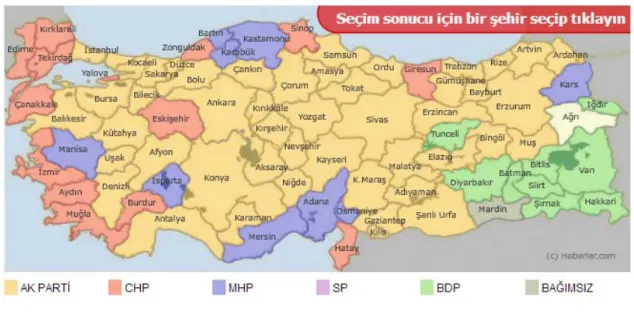 図表  6  地域別政党勢力分布状況（2014 年統一地方選挙結果）  （出所）haberler.com    http://secim.haberler.com/2014/ より作成  6
