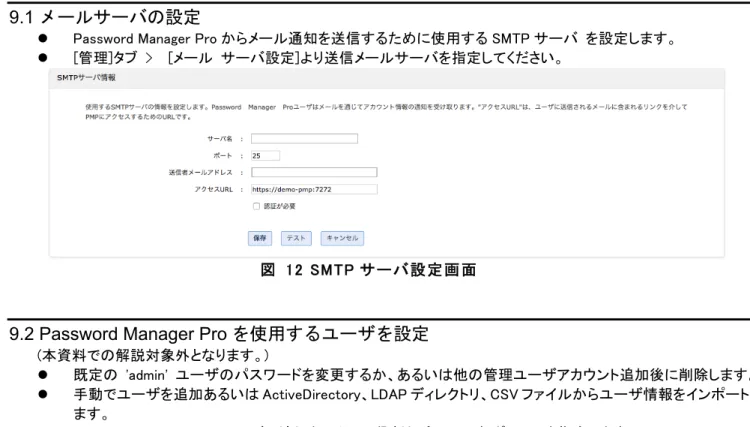 図   12 SMTP サ ーバ 設 定 画 面  