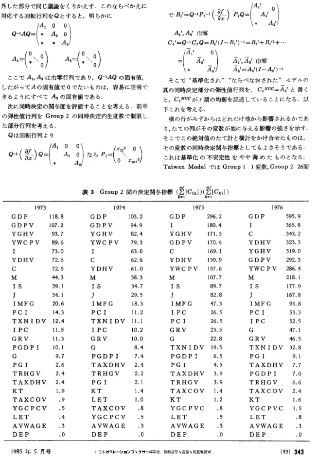 表 3 Group  2 聞の決定関与指標 ( L :  I  C i k   I  ) (  L :  I  C  k i l  )  1 : =1  1: =1 