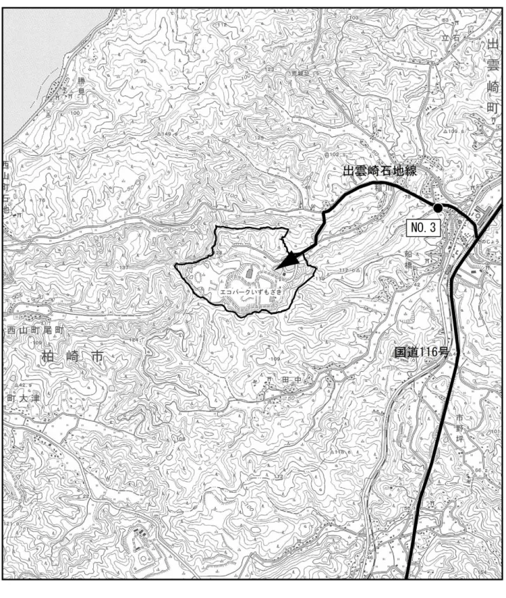 図 5.2-15  廃棄物運搬車両の走行ルート及び予測地点  