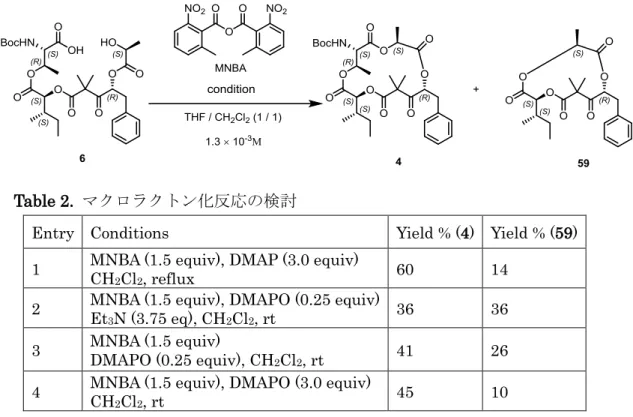 Table 2.  マクロラクトン化反応の検討 