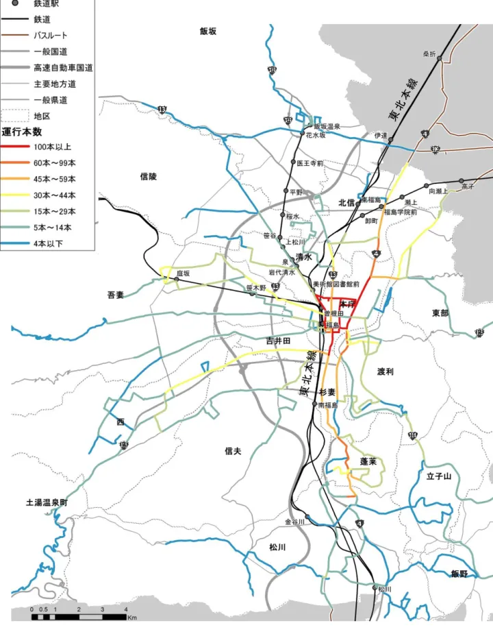 図  30  便 数 別 バ ス 路 線 図  