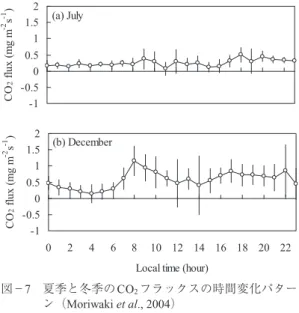 Fig. 7   Diurnal  course  of  CO 2  flux in summer and winter. 