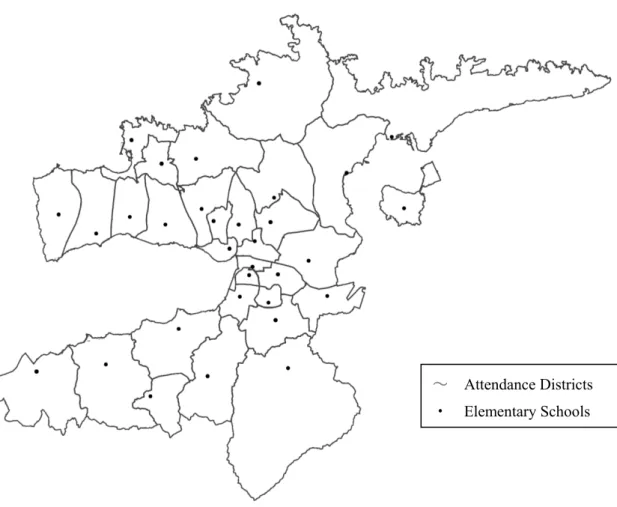 Figure 2.1 Elementary School Districts of Matsue City 