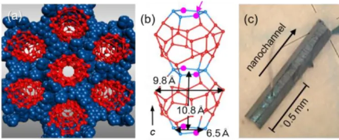 Figure 1. (a) Perspective view of WNT (red circles and lines) surrounded by the  insulating framework molecules (navy blue circles)