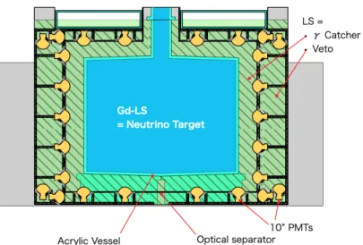 Figure 2.7 shows a schematic of the detector design and structure for the JSNS 2 experiment.