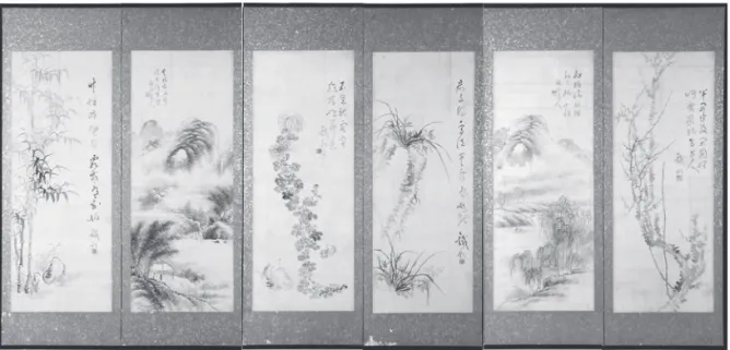 図 2-58　六曲屏風「山水図」 図 2-57　六曲屏風「四君子・山水画」