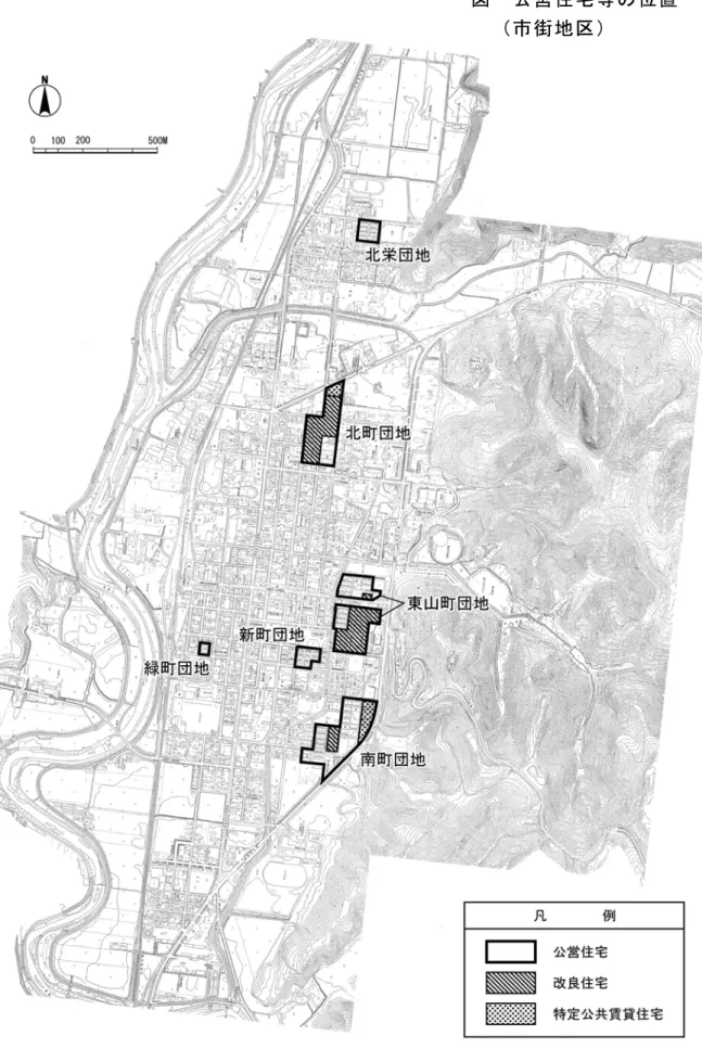 図  公営住宅等の位置  （市街地区） 