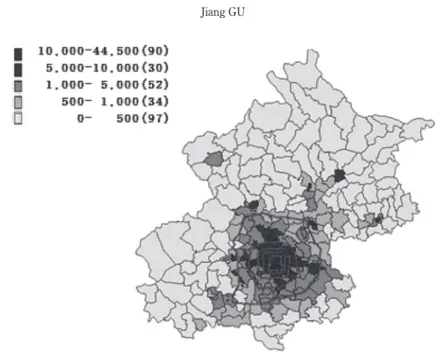 Figure 3  Population density of Beijing city by street - unit in 2010 Source : The sixth Chinese population census