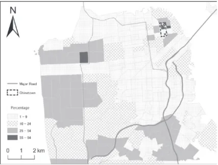 Figure 4  Percentage of Chinese residents in San Francisco by census tract 2000       Source : U.S