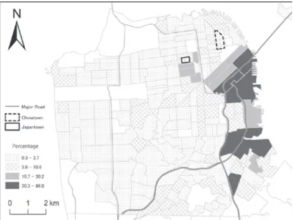 Figure 10  Percentage of housing units built between 1990 and 2000 in San Francisco by census tract     Source : U.S