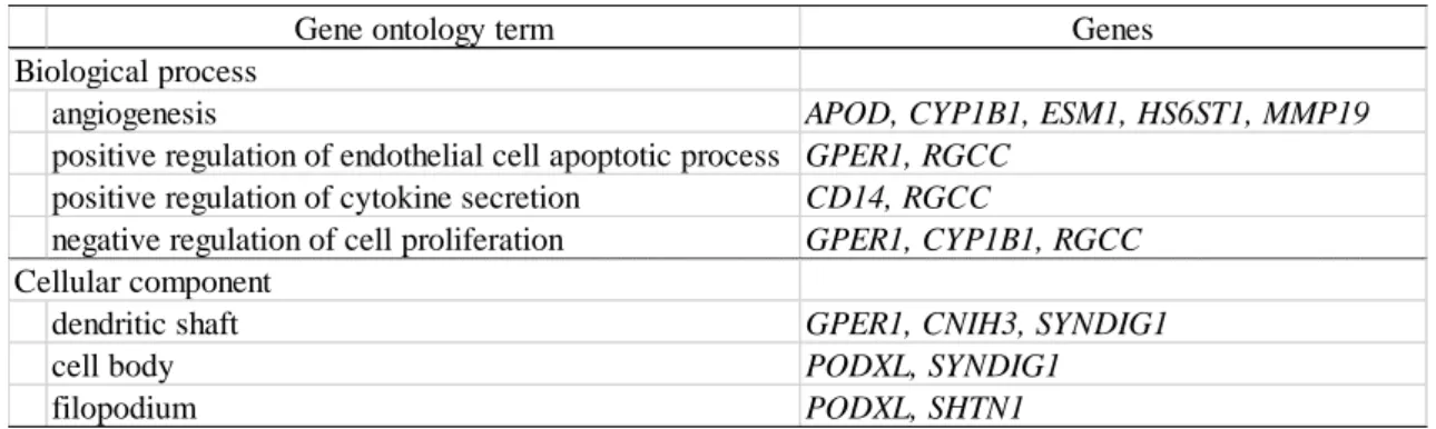 表 4.  Gene ontology 解析結果 