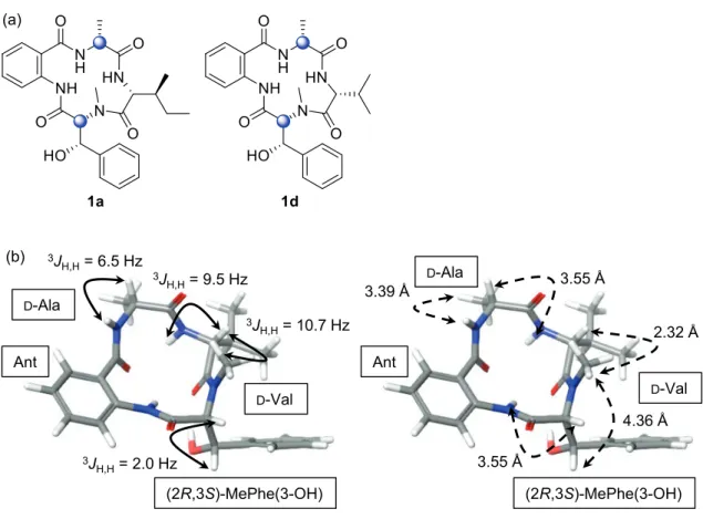Figure  4. (a) Chemical structures of the  synthetic  1a  and its model tetrapeptide 1d