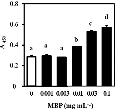 Figure 1-2. Effect of milk basic protein (MBP) on the proliferation of MC3T3-E1 cells