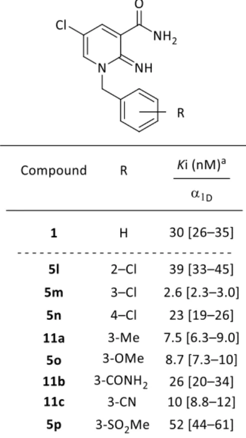 Table 2. Affinity of 5-chloro-3-carboxamide-2-iminopyridine derivatives with a substituted 