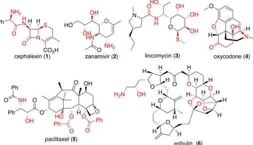 Figure 3:  極性官能基を隣接した構造単位(赤色)を有する低分子医薬化合物 