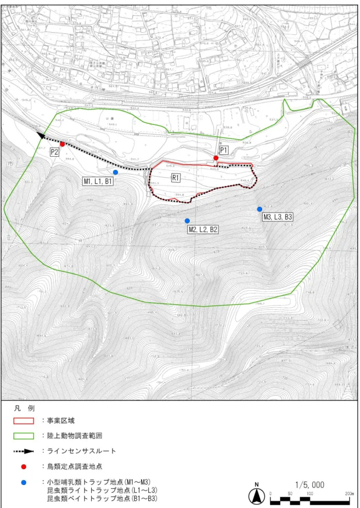 図 4-5-1  陸上動物調査 位置図