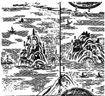 図 2 . 京 口三山図 ( 『海 内奇観 』 よ り) まりネス トリウス教の元代における称呼)の教会 な どが､古 くか らあち こちに点在 してい る｡ これ らは､いわ ば自然 と人文 の有形無形 の景観形成 において大 きな役割 を果 た してい る｡ それ と同時 に､詩跡化 した景観 もまた随処 に見 られ る ｡ 二､詩跡成立の要件 と情景の一体性 周知 の ように､唐詩 を代表 とす る伝統 的中国古典詩 (ここでは､詞も同じ範噂のものとし て扱 う)で は､韻律 ･詞律 な どの規定以外