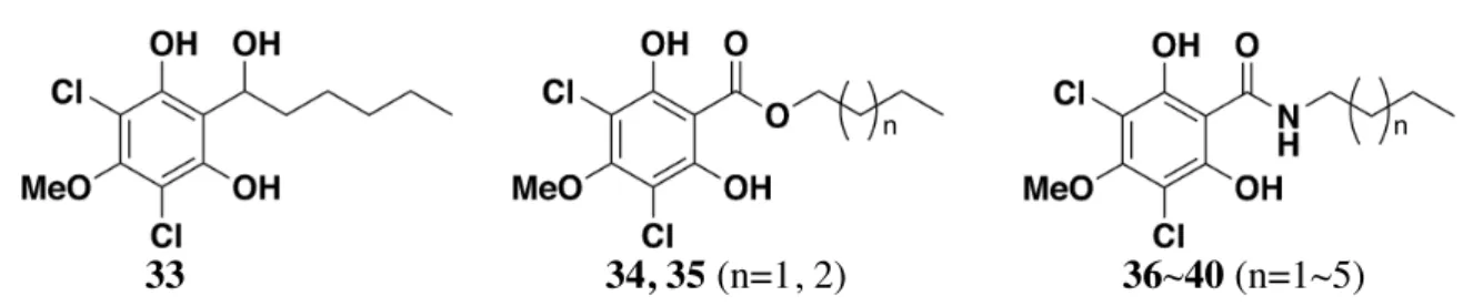 Figure 10 ． Structures of novel DIF-1 derivatives.