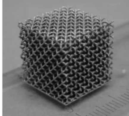 図 1   PBF 法で得られた 12 mm 角の立方ラティス構造 5)