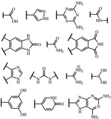 Figure 1.2. Various types of organic functional groups for hydrogen-bonding units.  6