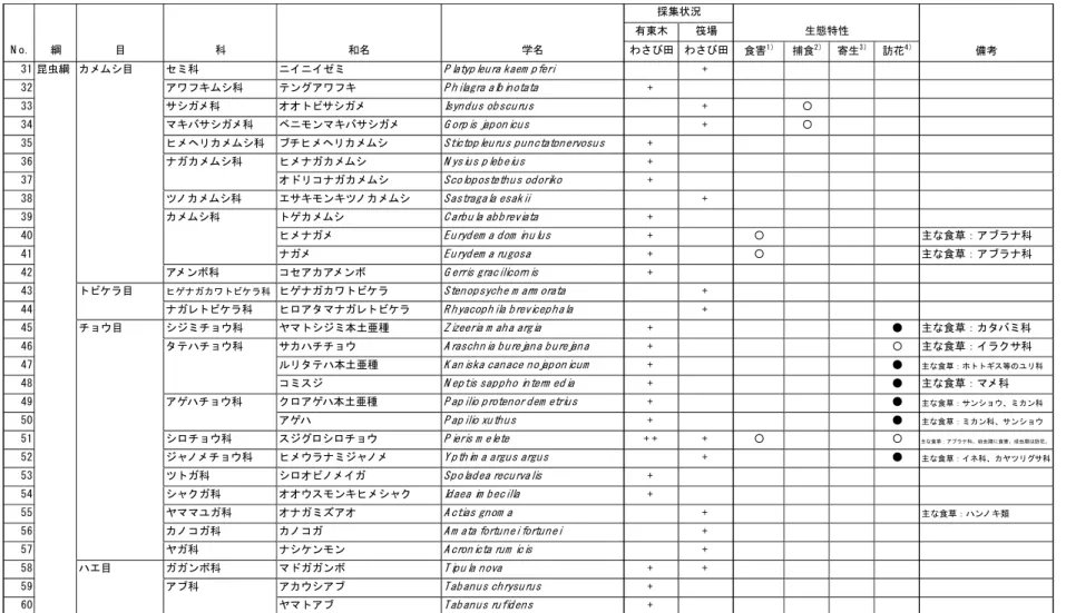 表 4.3  陸上昆虫類の出現状況(3) 