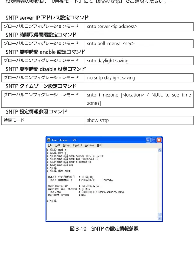 図 3-10  SNTP の設定情報参照 