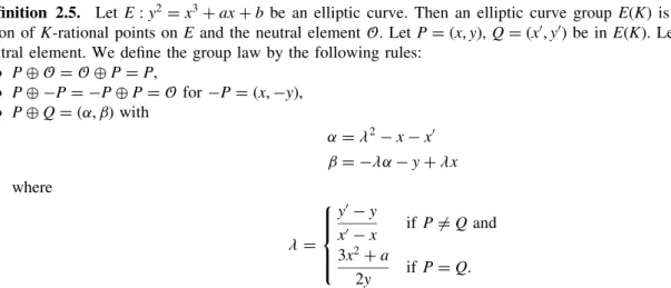 Figure 2 intuitively shows the group operation in its geometric representation for the elliptic curve E : y 2 ¼ x 3  x þ 1 deﬁned over R 