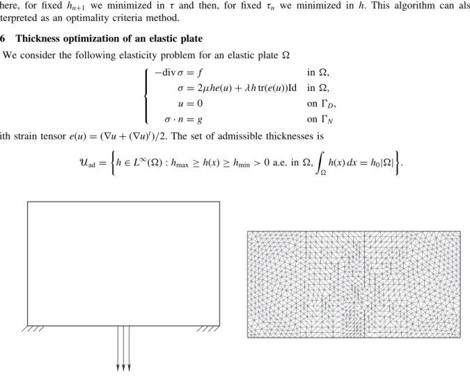 Fig. 11. Boundary conditions and mesh for an elastic plate.